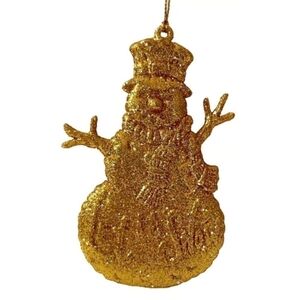 Snowman Ornament Gold Glitter Snowman Christmas Ornament Xmas Ornament